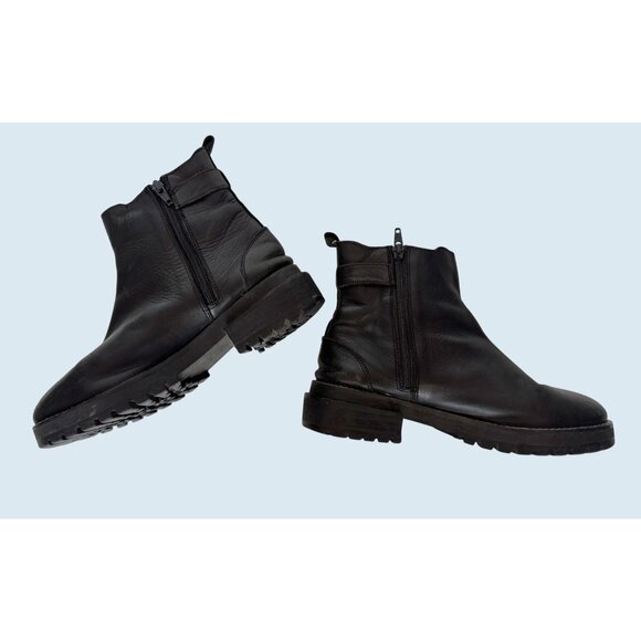 JEFFREY CAMPBELL Black Side Zipper Buckle Detail Ankle Boot Sz 39 / 8.5 - Picture 2 of 7